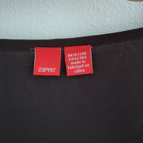 Esprit brown crepe fabric blouse with velvet and bead details size M - Picture 6 of 11